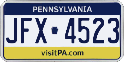 PA license plate JFX4523