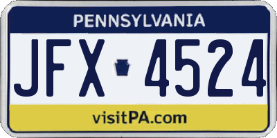 PA license plate JFX4524
