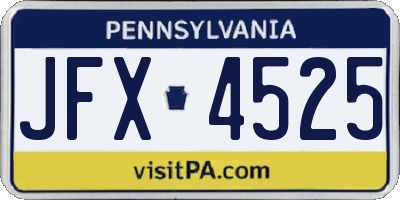 PA license plate JFX4525