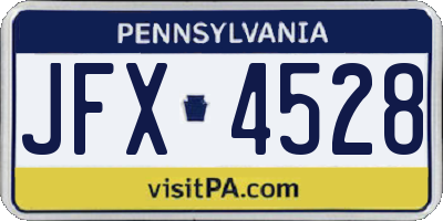 PA license plate JFX4528