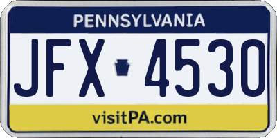 PA license plate JFX4530