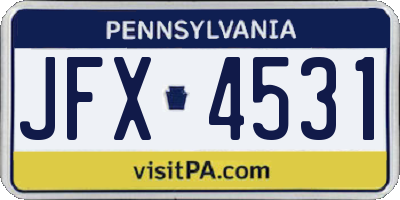 PA license plate JFX4531