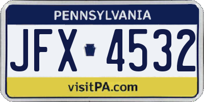 PA license plate JFX4532