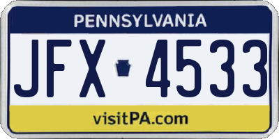 PA license plate JFX4533