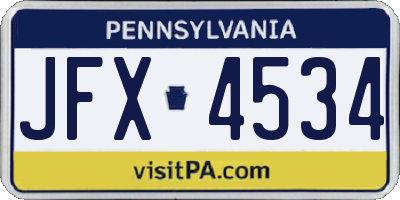 PA license plate JFX4534
