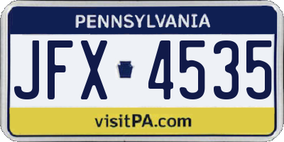 PA license plate JFX4535