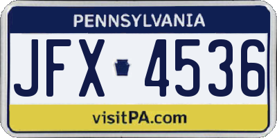 PA license plate JFX4536
