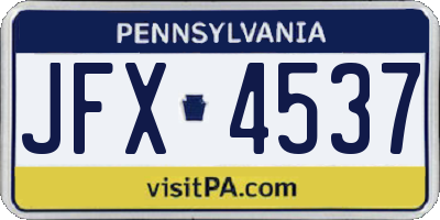 PA license plate JFX4537