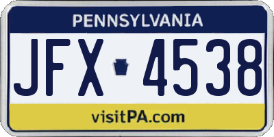 PA license plate JFX4538