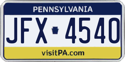PA license plate JFX4540