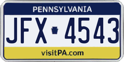 PA license plate JFX4543