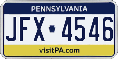 PA license plate JFX4546