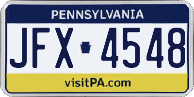PA license plate JFX4548