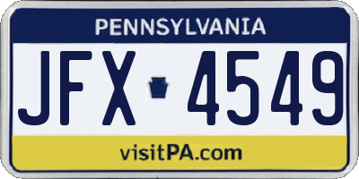 PA license plate JFX4549