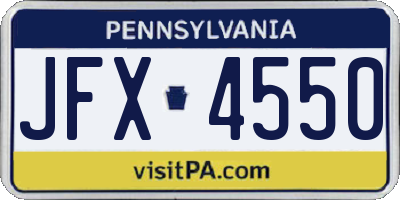 PA license plate JFX4550