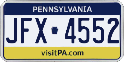 PA license plate JFX4552