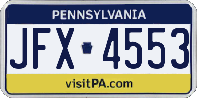 PA license plate JFX4553