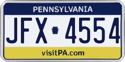 PA license plate JFX4554