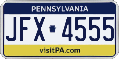 PA license plate JFX4555