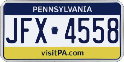 PA license plate JFX4558