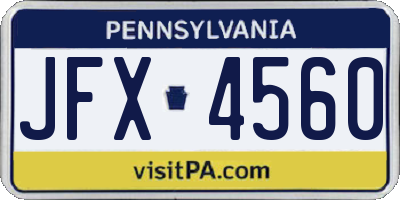 PA license plate JFX4560