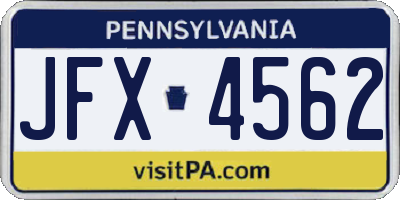 PA license plate JFX4562