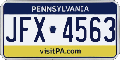 PA license plate JFX4563