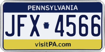 PA license plate JFX4566