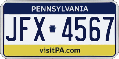 PA license plate JFX4567