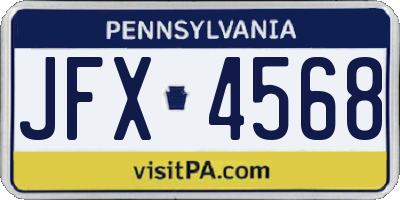 PA license plate JFX4568