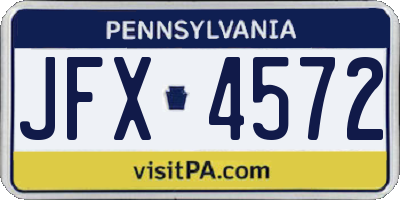 PA license plate JFX4572