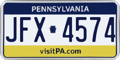 PA license plate JFX4574