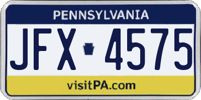 PA license plate JFX4575