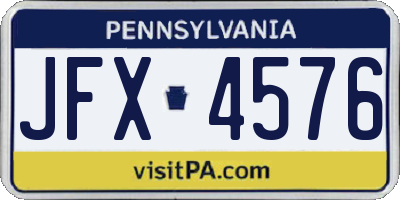PA license plate JFX4576
