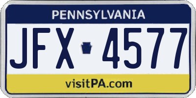PA license plate JFX4577
