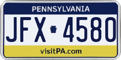 PA license plate JFX4580