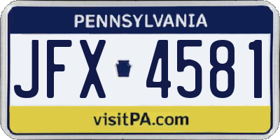 PA license plate JFX4581