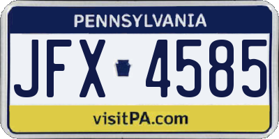 PA license plate JFX4585