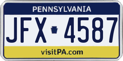 PA license plate JFX4587