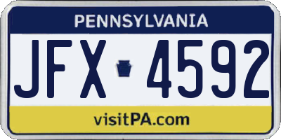 PA license plate JFX4592