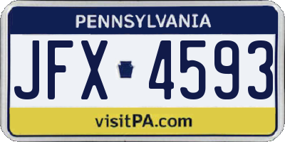 PA license plate JFX4593