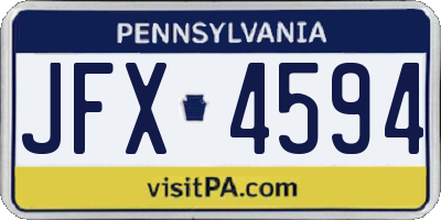 PA license plate JFX4594