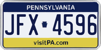 PA license plate JFX4596