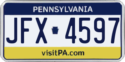 PA license plate JFX4597