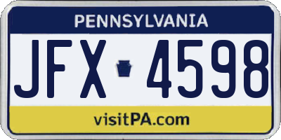 PA license plate JFX4598