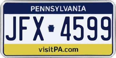 PA license plate JFX4599