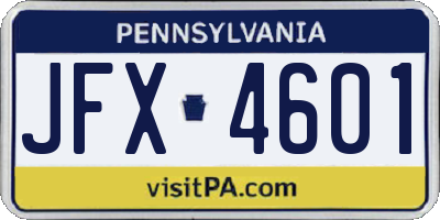 PA license plate JFX4601
