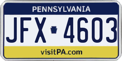 PA license plate JFX4603