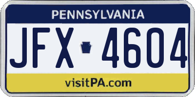 PA license plate JFX4604