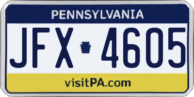 PA license plate JFX4605